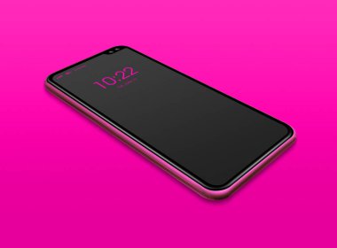 Pembe üzerine izole edilmiş tüm ekranlı siyah akıllı telefon maketi. 3d render
