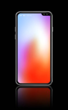 Tüm ekran renkli akıllı telefon mockup siyah izole. 3D rend
