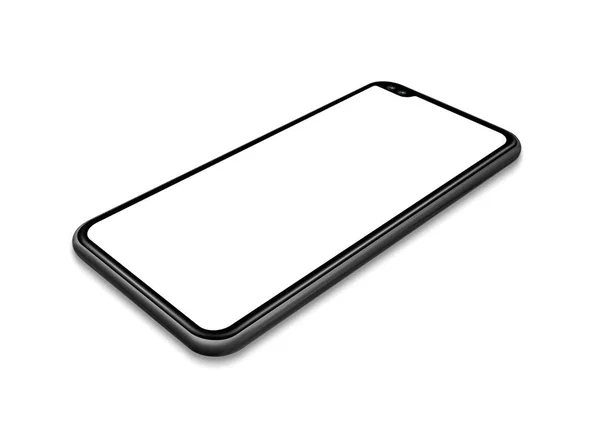 Maqueta de teléfono inteligente en blanco de pantalla completa aislada en blanco. Renderizado 3D —  Fotos de Stock