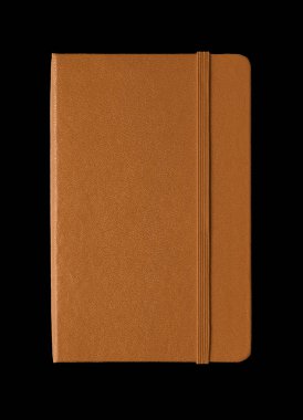 Leather closed notebook isolated on black clipart