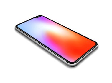 Tüm ekran renkli akıllı telefon mockup beyaz izole. 3d rend