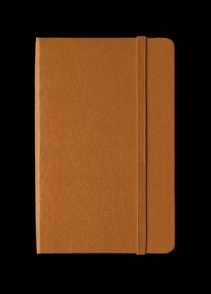 Leather closed notebook isolated on black — Stock Photo, Image