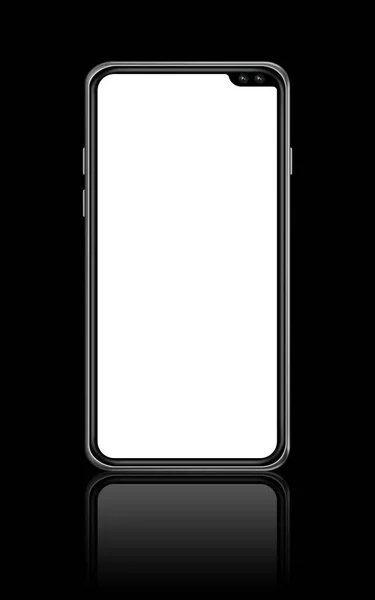 Η λευκή συσκευή smartphone σε όλη την οθόνη απομονώνεται σε μαύρο. απόδοση 3D — Φωτογραφία Αρχείου