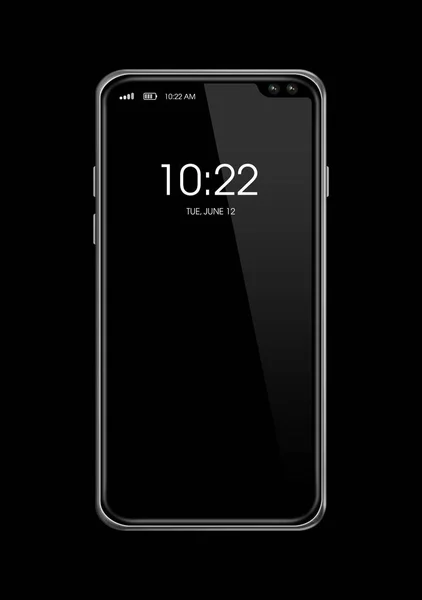 รูปแบบสมาร์ทโฟนที่ว่างเปล่าบนหน้าจอทั้งหมดแยกจากสีดํา การแสดงผล 3 มิติ — ภาพถ่ายสต็อก