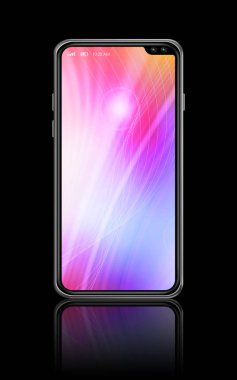 Tüm ekran renkli akıllı telefon mockup siyah izole. 3D rend