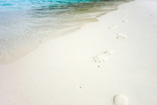 Voetafdrukken op een tropisch strand — Stockfoto