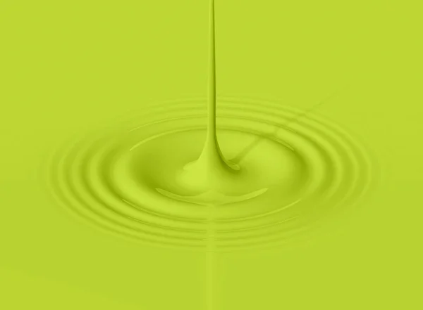 绿滴鳄梨牛奶溅出涟漪 3D插图 — 图库照片