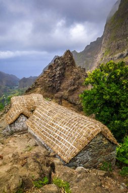 Paul Valley 'deki geleneksel evler, Santo Antao Adası, Cape Verde, Afrika