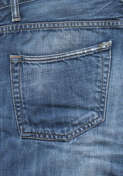 蓝色斜纹棉裤口袋纹理背景 — 图库照片
