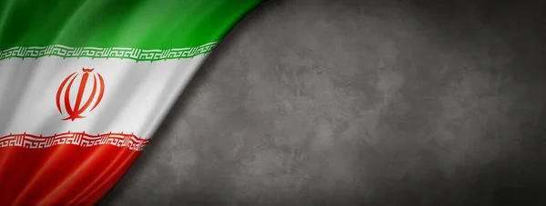 Флаг Ирана Бетонной Стене Горизонтальное Панорамное Знамя Иллюстрация — стоковое фото