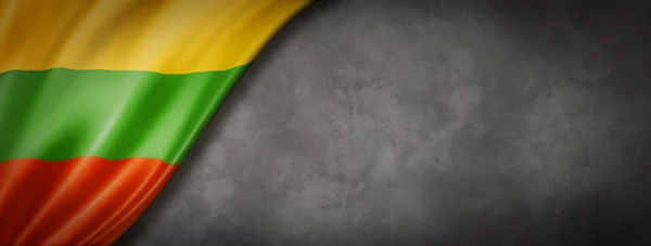 Litvánia Zászló Betonfalon Vízszintes Panoráma Transzparens Illusztráció — Stock Fotó