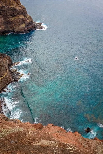 Cliffs Ocean Aerial View Coastal Path Santo Antao Island Πράσινο — Φωτογραφία Αρχείου