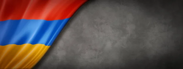 Bandera Armenia Muro Hormigón Banner Panorámico Horizontal Ilustración —  Fotos de Stock