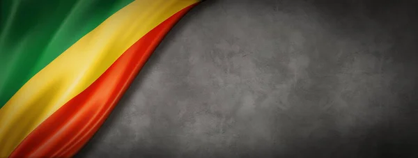 Флаг Республики Конго Бетонной Стене Горизонтальное Панорамное Знамя Иллюстрация — стоковое фото