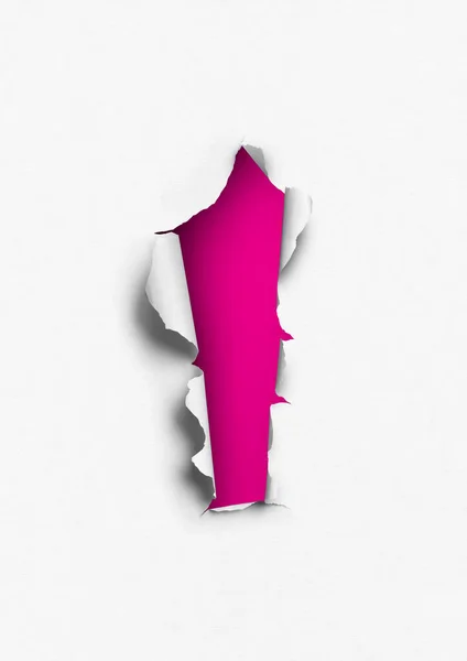 ピンクの穴のある紙をねじる 空白の背景テンプレート — ストック写真