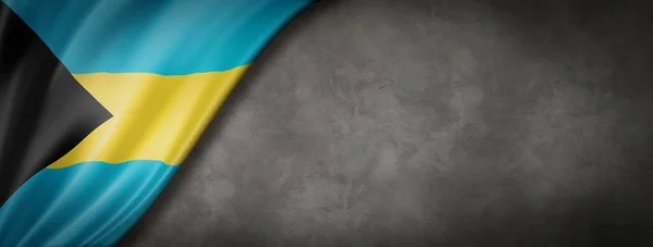 Bahamas Vlag Betonnen Muur Horizontale Panoramische Banner Illustratie — Stockfoto