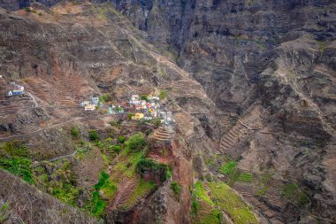 Fontainhas köyü ve teras arazileri Santo Antao Adası, Cape Verde, Afrika