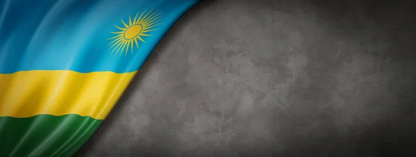 Rwanda Vlag Betonnen Muur Horizontale Panoramische Banner Illustratie — Stockfoto