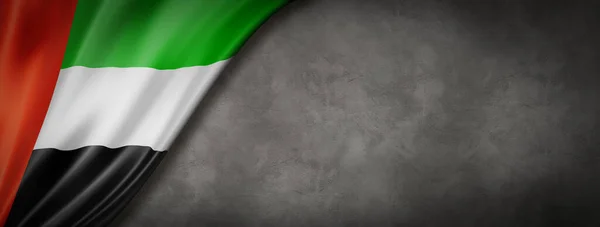 Bandera Los Emiratos Árabes Unidos Muro Hormigón Banner Panorámico Horizontal — Foto de Stock