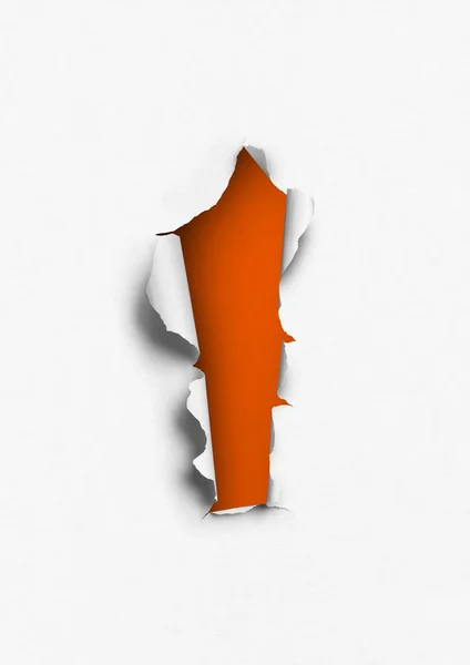 Zerrissenes Papier Mit Orangefarbenem Loch Leere Hintergrundvorlage — Stockfoto