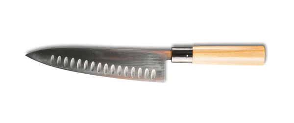 Couteau Traditionnel Japonais Gyuto Chef Isolé Sur Fond Blanc — Photo