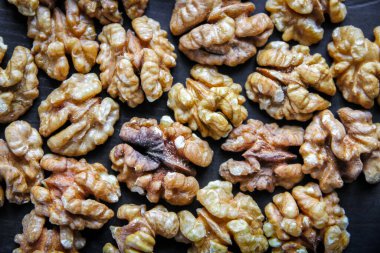 Ceviz çekirdeği arka plan doku duvar kağıdı. Yakın görünüm