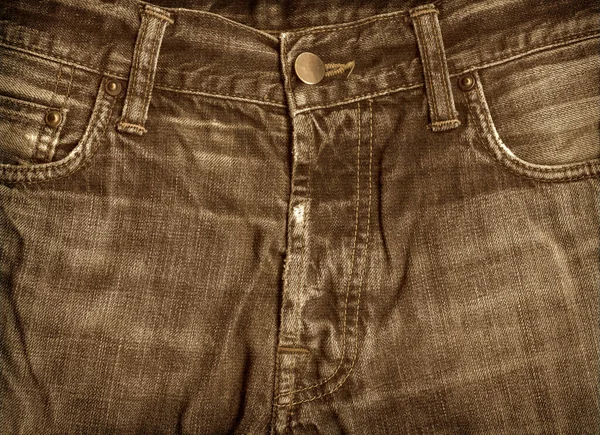 Oude Vintage Jeans Broekzak Textuur Sepia Achtergrond — Stockfoto
