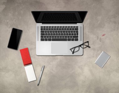 Modern ofis beton masa üst görünümü