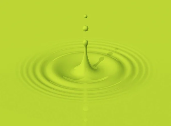 绿滴鳄梨牛奶溅出涟漪 3D插图 — 图库照片