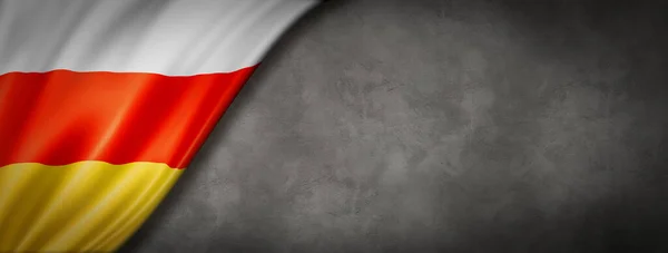 Dél Oszétia Zászló Betonfalon Vízszintes Panoráma Transzparens Illusztráció — Stock Fotó