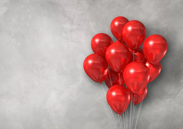 Grupo Globos Aéreos Rojos Una Pancarta Pared Hormigón Ligero Renderizado — Foto de Stock