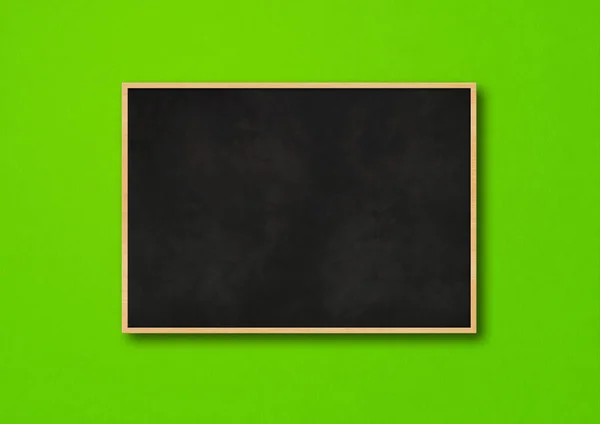 Traditional Black Board Isolated Green Background Blank Horizontal Mockup Template — Stock Photo, Image