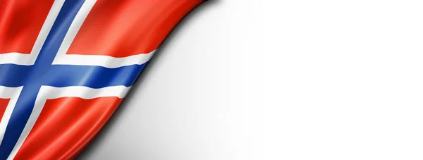 Bandera Noruega Aislada Blanco Banner Panorámico Horizontal — Foto de Stock