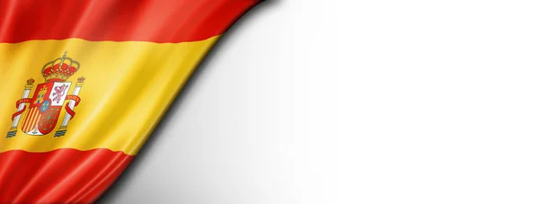 Espanjan Lippu Eristetty Valkoisella Vaakasuora Panoraama Banneri — kuvapankkivalokuva