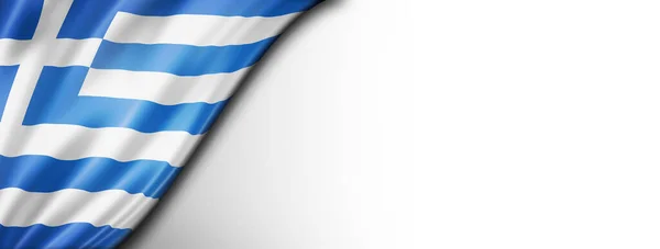 Greece Flag Isolated White Horizontal Panoramic Banner — Stock Photo, Image