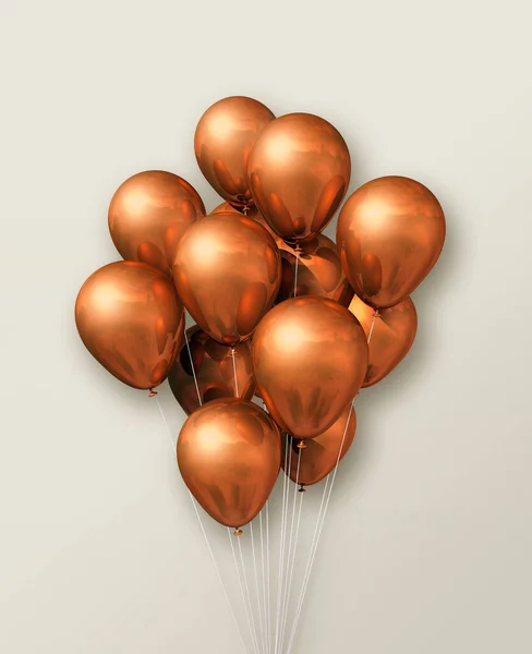 Koper Luchtballonnen Groep Een Beige Wand Achtergrond Illustratie Renderen — Stockfoto