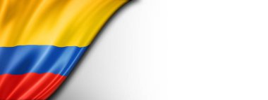 Kolombiya bayrağı beyazda izole edilmiş. Yatay panoramik pankart.