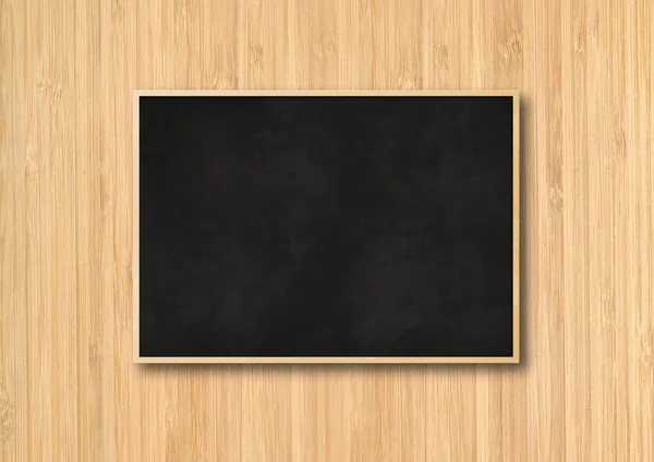 Traditional Black Board Isolated Wooden Background Blank Horizontal Mockup Template — Stock Photo, Image
