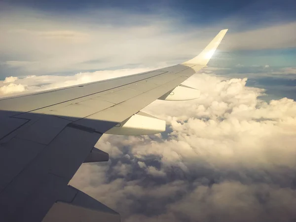 Céu Nuvens Vista Dentro Avião — Fotografia de Stock