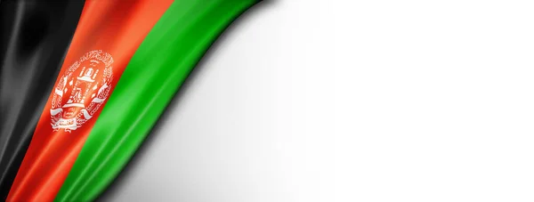 Afganisztáni Zászló Fehér Vízszintes Panoráma Transzparens — Stock Fotó