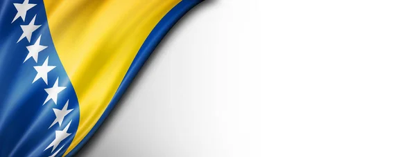 Bosnia Herzegovina Flag Isolated White Horizontal Panoramic Banner — Stock Photo, Image