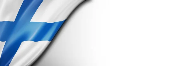 Finland Flag Isolated White Horizontal Panoramic Banner — Stock Photo, Image