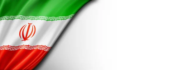 Флаг Ирана Изолирован Белом Горизонтальное Панорамное Знамя — стоковое фото