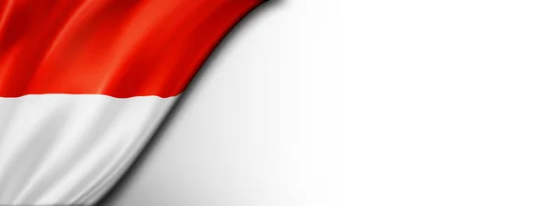 Monaco Zászló Elszigetelve Fehéren Vízszintes Panoráma Transzparens — Stock Fotó
