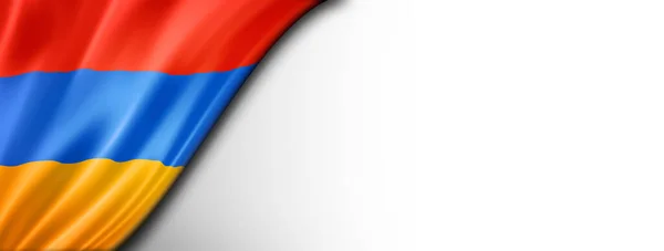 ธงอาร เมเน ยแยกจากส ขาว แบนเนอร ภาพพาโนรามาแนวนอน — ภาพถ่ายสต็อก