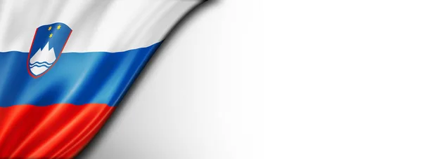 Словенський Прапор Ізольований Білому Горизонтальний Панорамний Прапор — стокове фото