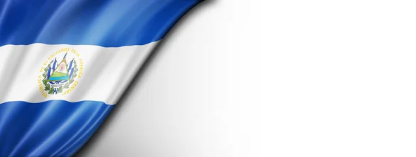 Прапор Сальвадору Був Ізольований Білому Горизонтальний Панорамний Прапор — стокове фото