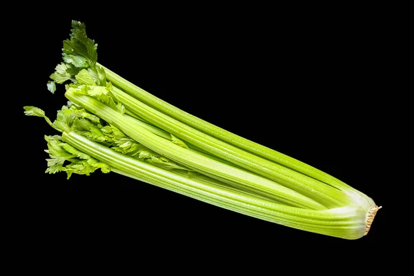 Celery Ramo Cacho Isolado Fundo Preto Vista Superior — Fotografia de Stock