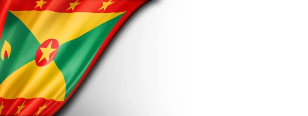 Grenada Flagge Isoliert Auf Weiß Horizontales Panorama Banner — Stockfoto