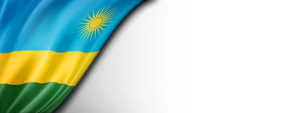 Rwanda Vlag Geïsoleerd Wit Horizontale Panoramische Banner — Stockfoto